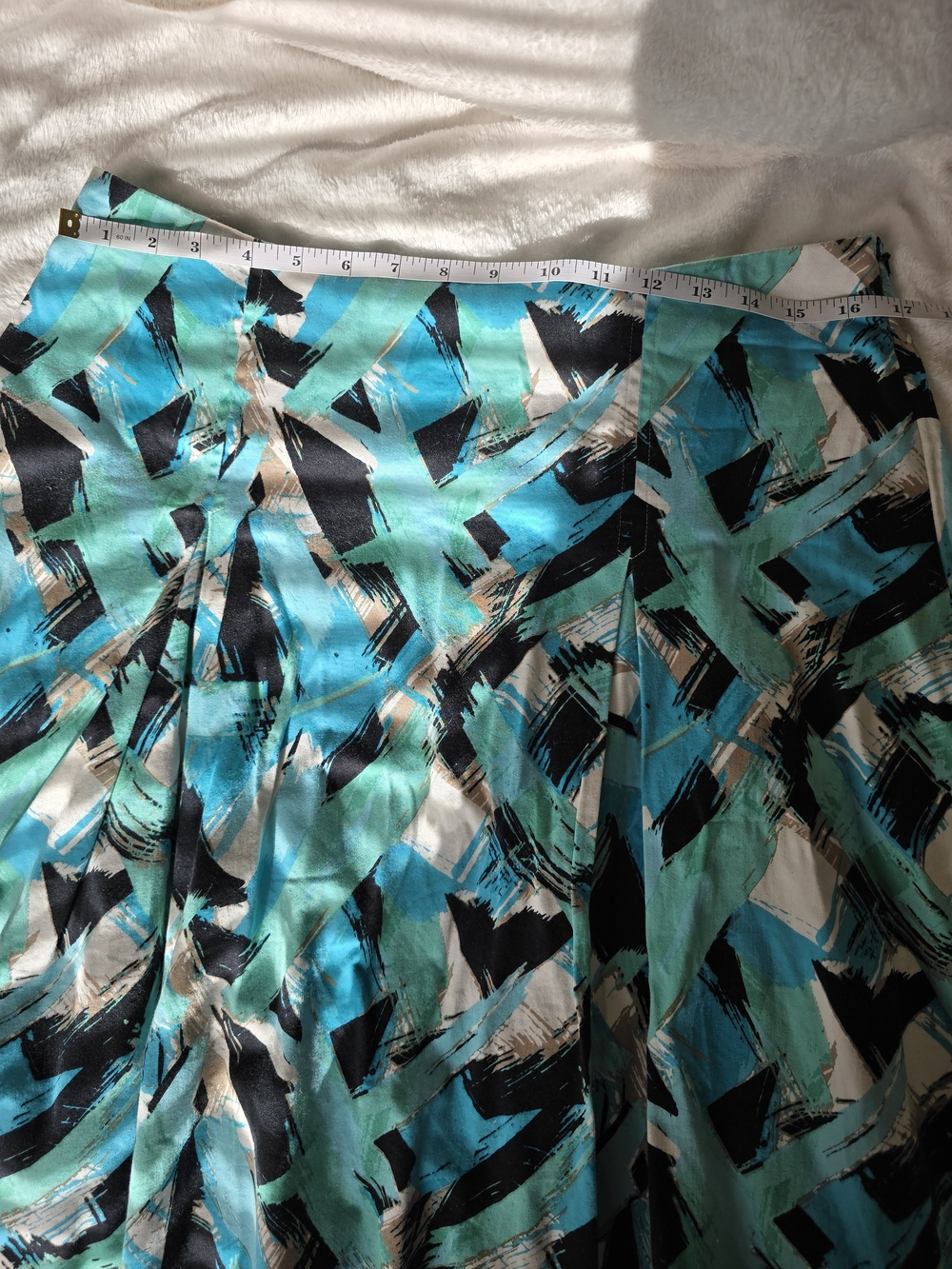 Christopher & Banks Turquoise Brushstroke A-Line Skirt - Picture 6 of 7
